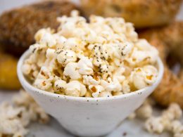 The Healthiest Everything Bagel Popcorn with a vegan option  