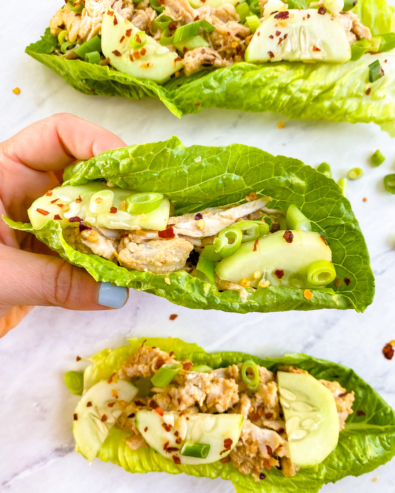 Healthy Chicken Salad Lettuce Wraps | Liz Moody Easy Dinners